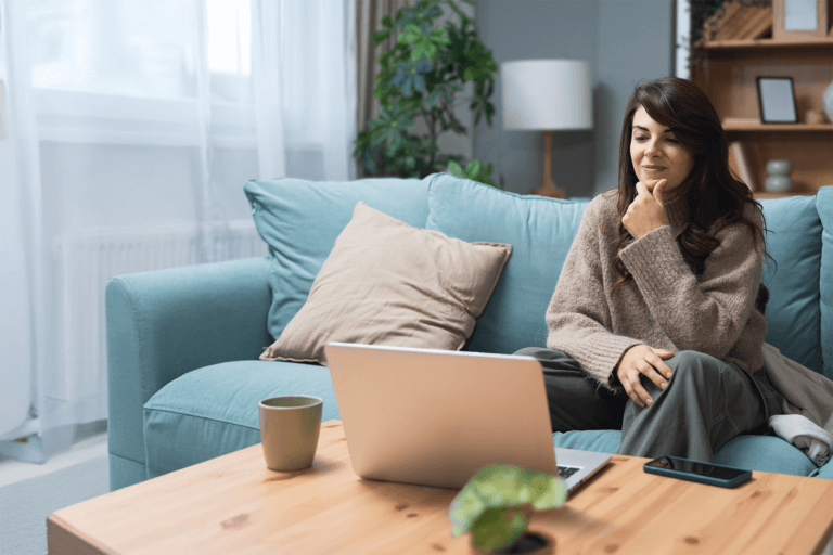 woman on a computer call